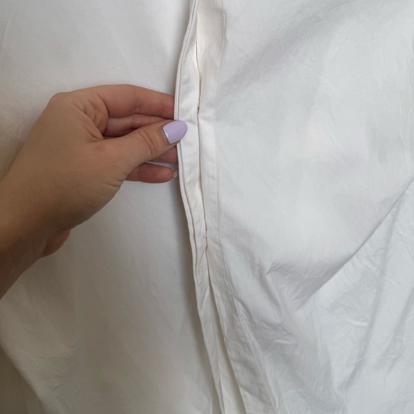 Theory White V-Neck Tunic Blouse – Minimalist Draped Fit M cotton - Picture 6 of 8